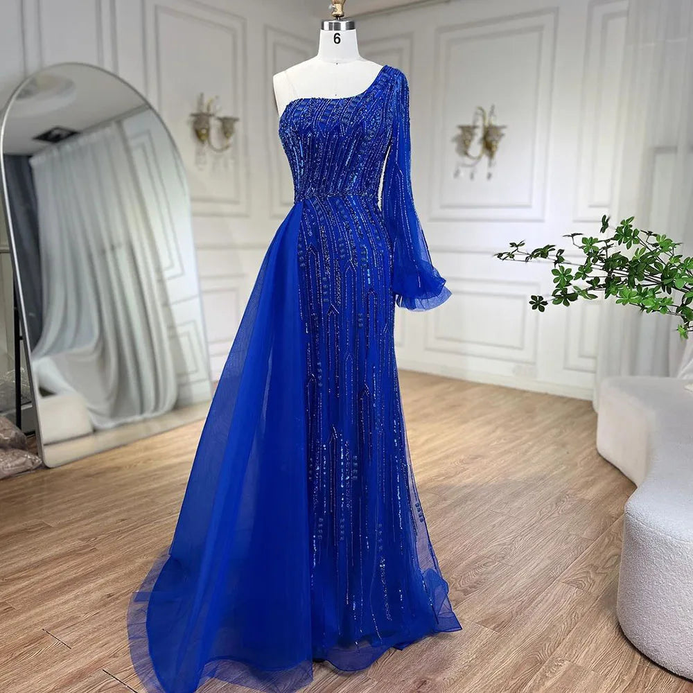 Serene Hill Arabic Blue Mermaid Evening Gown with Beaded Overskirt - Luxury Dresses for Woman's Wedding Party 2024 LA72226 Serene Hill Arabic Blue Mermaid Evening Gown with Beaded Overskirt - Luxury Dresses for Woman's Wedding Party 2024 LA72226