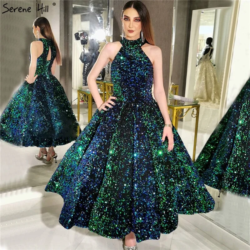 Green O-Neck Sexy Luxury Ankle-Length Evening Gowns 2024 Sleeveless Sequins Sparkle Formal Dress Serene Hill HA2063 Green O-Neck Sexy Luxury Ankle-Length Evening Gowns 2024 Sleeveless Sequins Sparkle Formal Dress Serene Hill HA2063