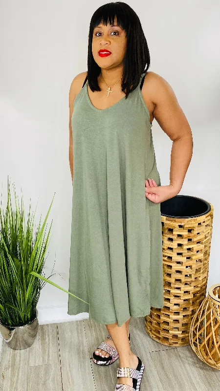 Slip Me On Plus | cami dress (olive green)