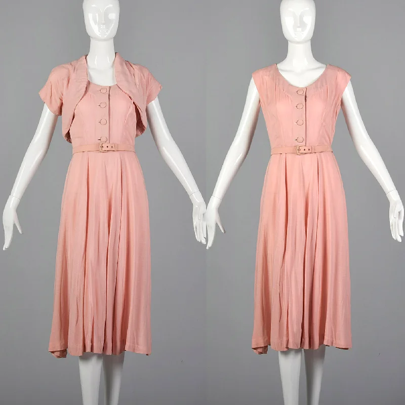 1950s Pink Day Dress with Matching Bolero