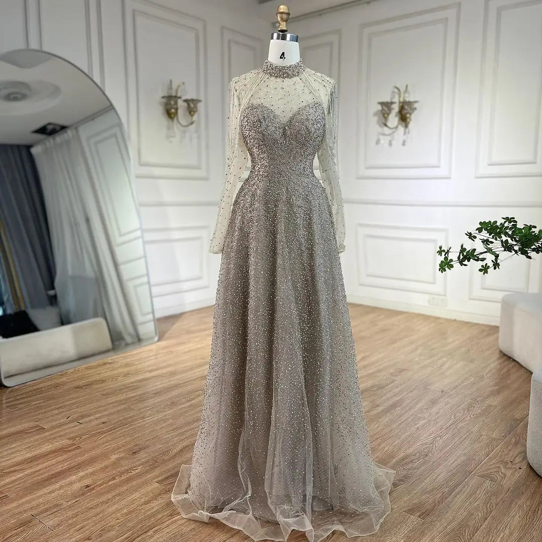Serene Hill Arabic Nude Mermaid Beaded Tassel Evening Dresses Luxury Gowns 2024 for Women's Wedding Party 2024 LA72570 Serene Hill Arabic Nude Mermaid Beaded Tassel Evening Dresses Luxury Gowns 2024 for Women's Wedding Party 2024 LA72570