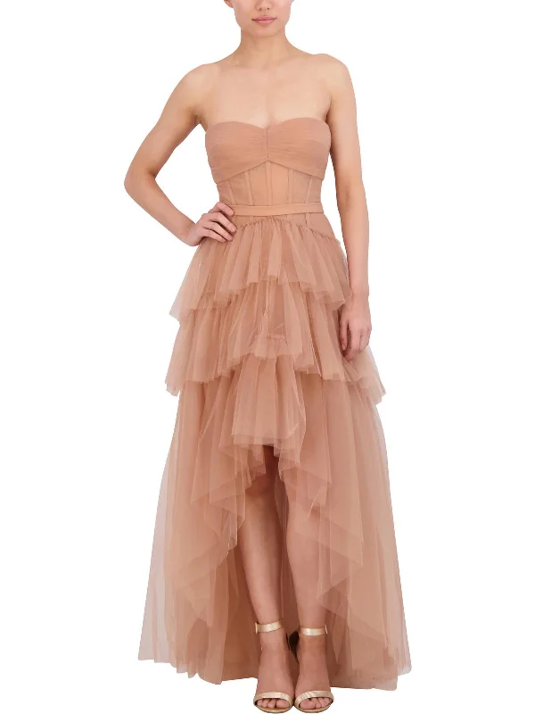 Womens Corset Tiered Evening Dress