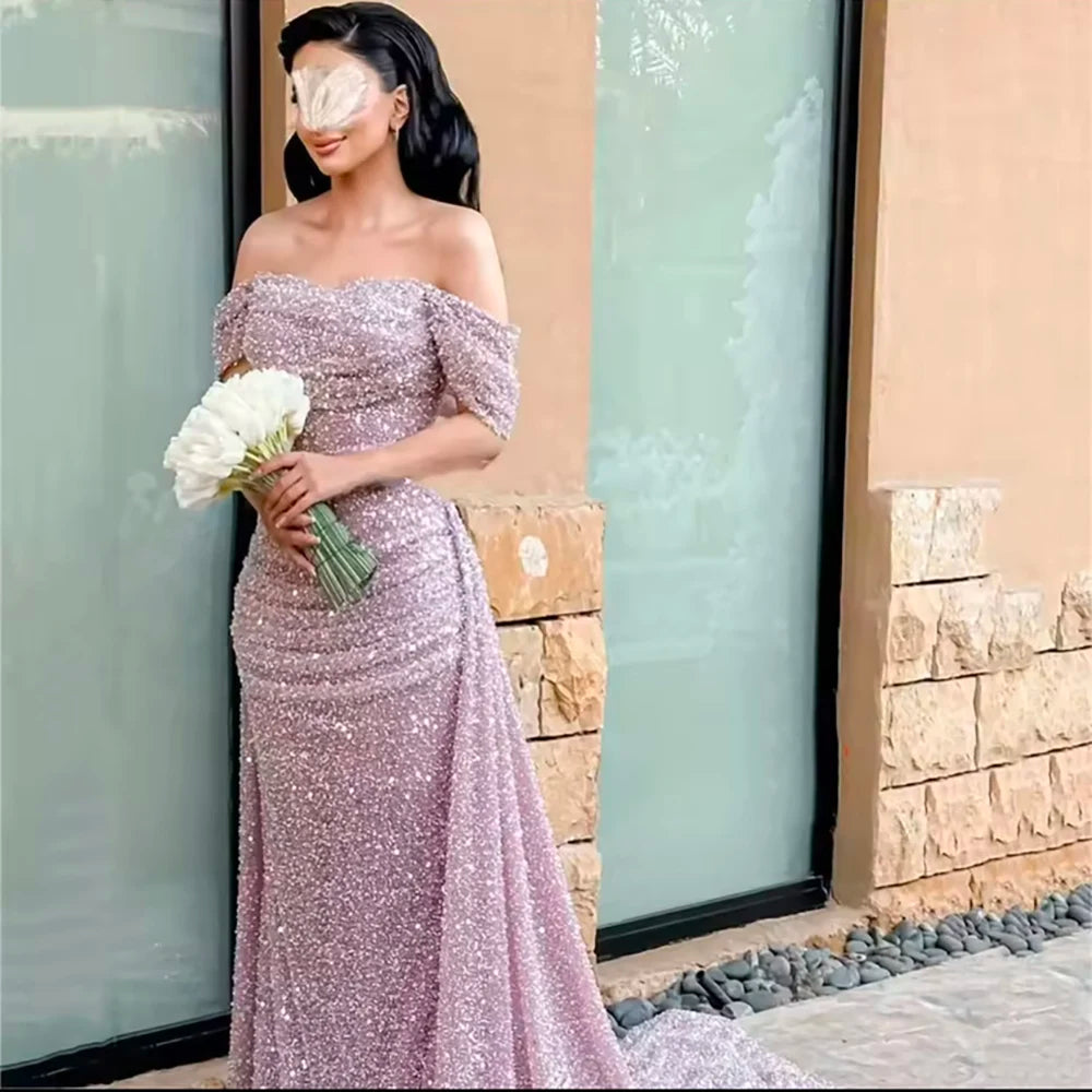 Serene Hill Customize 2025 Pink Elegant Saudi Mermaid Beaded Arabic Evening Dresses Gown For Formal Occasion LA72204A Serene Hill Customize 2025 Pink Elegant Saudi Mermaid Beaded Arabic Evening Dresses Gown For Formal Occasion LA72204A