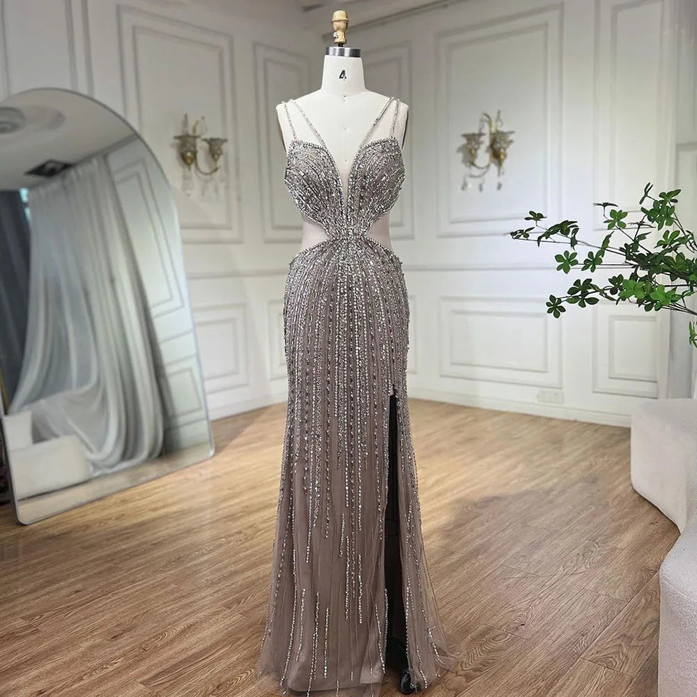 Serene Hill Blue Cut Out Spaghetti Straps Elegant Mermaid Evening Dresses Gowns Luxury Beaded For Woman Party 2024 LA72305 Serene Hill Blue Cut Out Spaghetti Straps Elegant Mermaid Evening Dresses Gowns Luxury Beaded For Woman Party 2024 LA72305