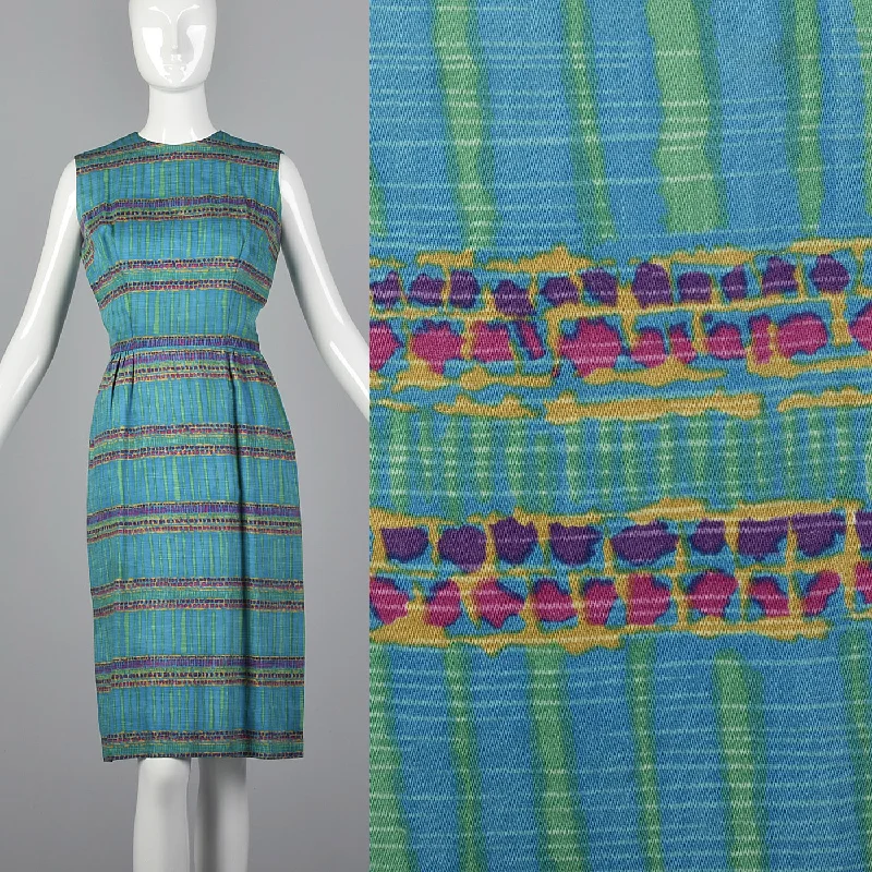1950s Teal Print Dress