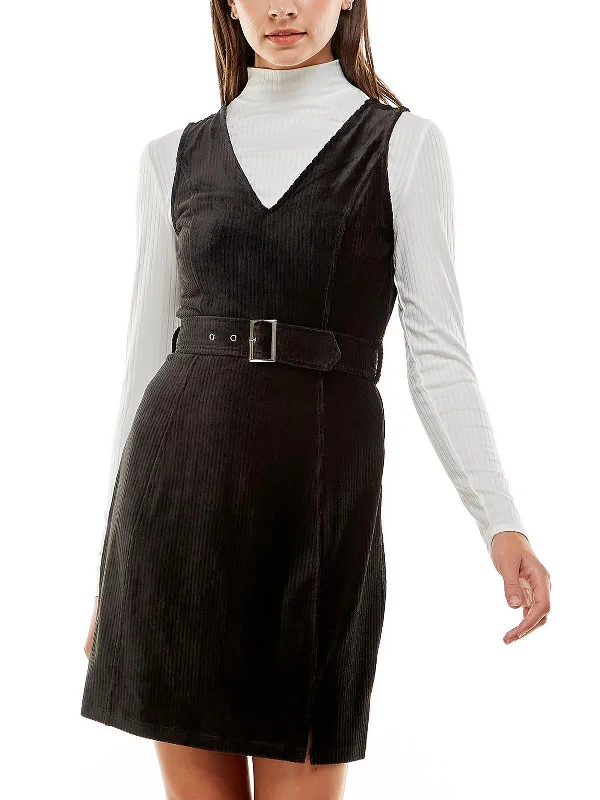 Womens Velvet Layering Shift Dress