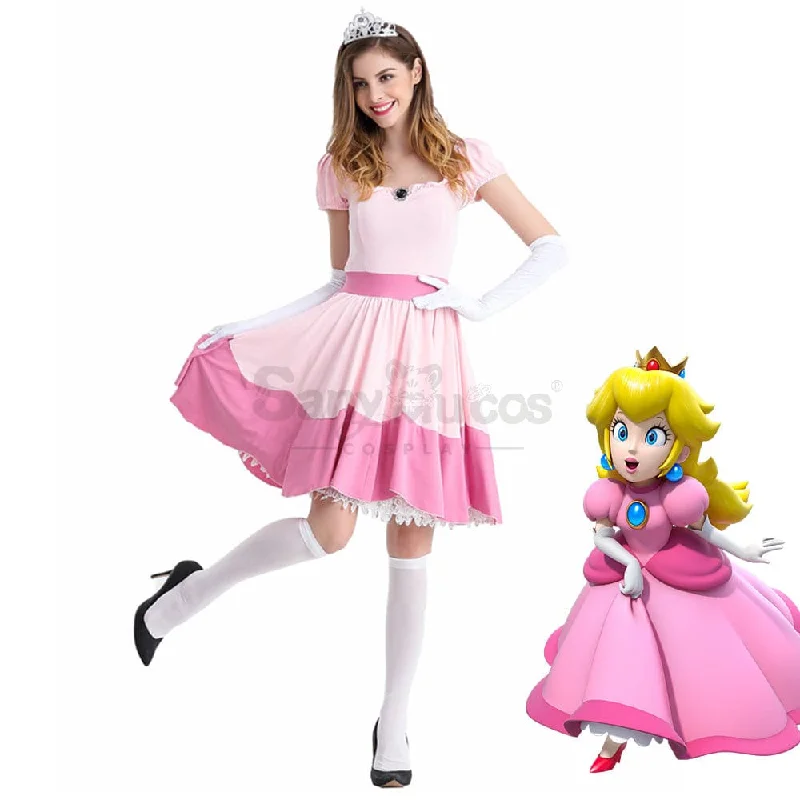 【In Stock】Anime Movie The Super Mario Bros. Movie Cosplay Princess Peach Dress Up Pink Cosplay Costume 【In Stock】Anime Movie The Super Mario Bros. Movie Cosplay Princess Peach Dress Up Pink Cosplay Costume