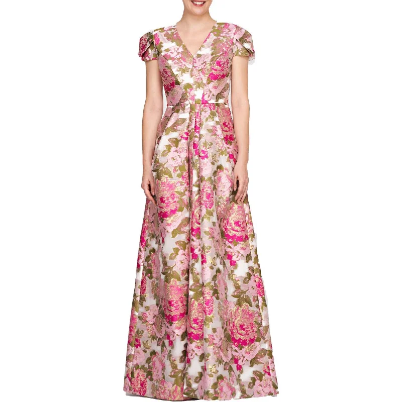 Odessa Womens Metallic Maxi Evening Dress