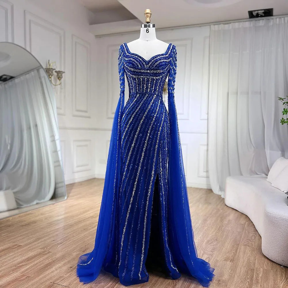 Serene Hill Blue Sweetheart Mermaid Evening Gown with Beaded Overskirt - Luxury Dresses for Woman's Wedding Party 2024 LA72314 Serene Hill Blue Sweetheart Mermaid Evening Gown with Beaded Overskirt - Luxury Dresses for Woman's Wedding Party 2024 LA72314