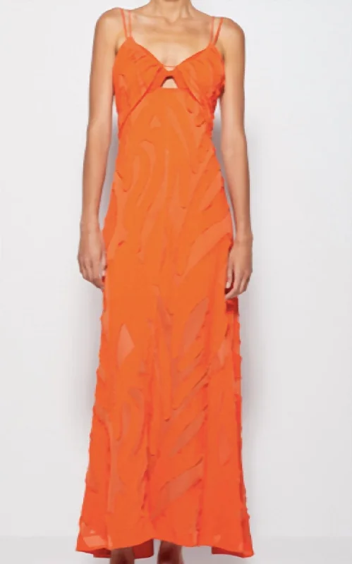 Katie Textured Slip Dress In Scarlet
