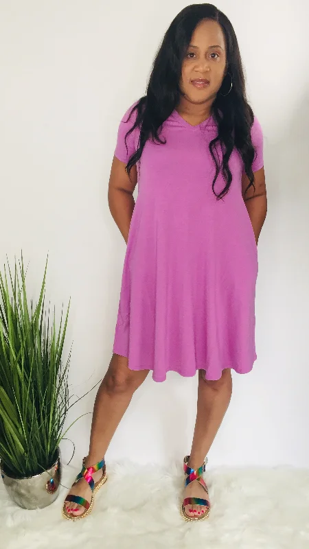 Ready for Summer | v neck dress (dark mauve)