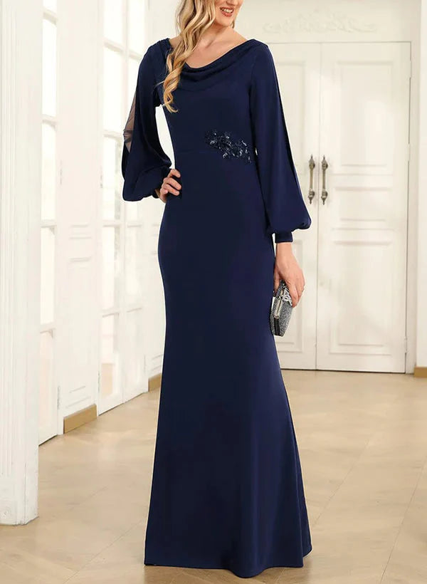 Tight fit/column style lapel long sleeved to ground length mother of the bride dress Tight fit/column style lapel long sleeved to ground length mother of the bride dress