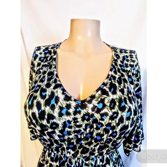 Women's Blue Leopard Print Dress