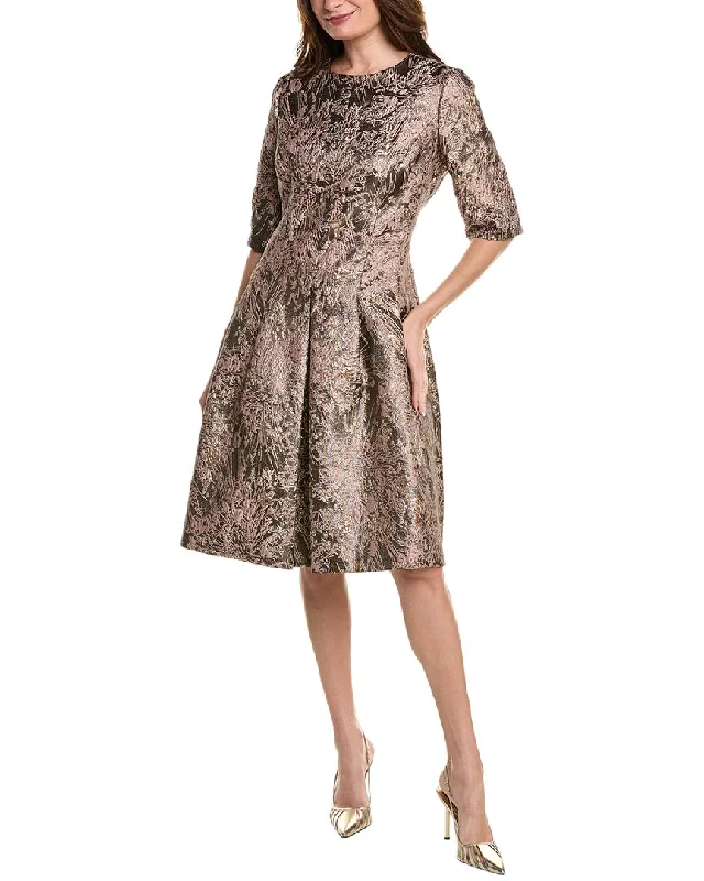 Teri Jon by Rickie Freeman Metallic Jacquard A-Line Dress