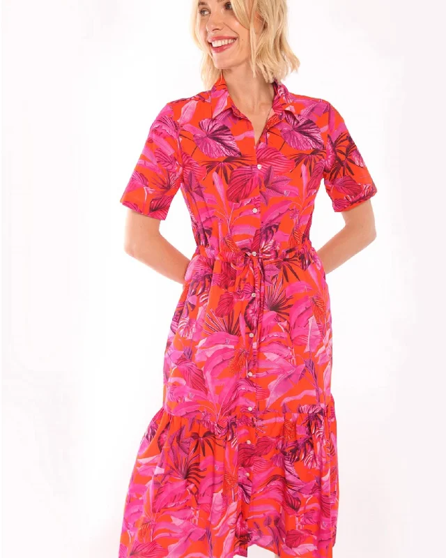 Eveline Dress In Pink And Orange
