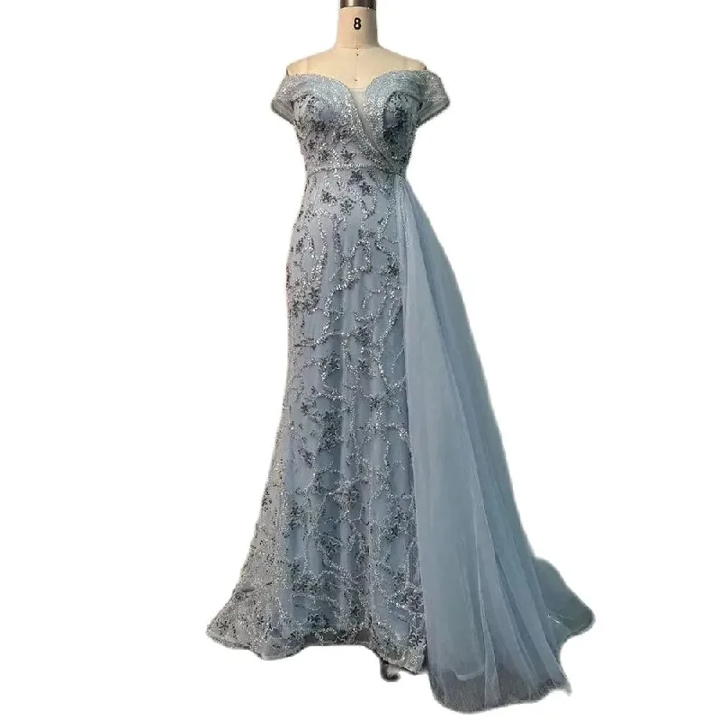 Serene Hill Arabic Cyan Mermaid Beaded Luxury Dubai Evening Dresses Gowns Sexy Strapless 2024 For Women Wedding Party LA72207 Serene Hill Arabic Cyan Mermaid Beaded Luxury Dubai Evening Dresses Gowns Sexy Strapless 2024 For Women Wedding Party LA72207