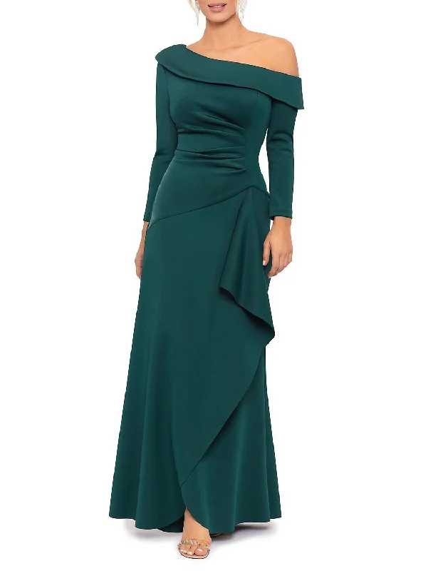 Mermaid / Trumpet Evening Gown Elegant Dress Formal Floor Length 3/4 Length Sleeve One Shoulder Stretch Fabric with Floral Print Ruffles Mermaid / Trumpet Evening Gown Elegant Dress Formal Floor Length 3/4 Length Sleeve One Shoulder Stretch Fabric with Floral Print Ruffles