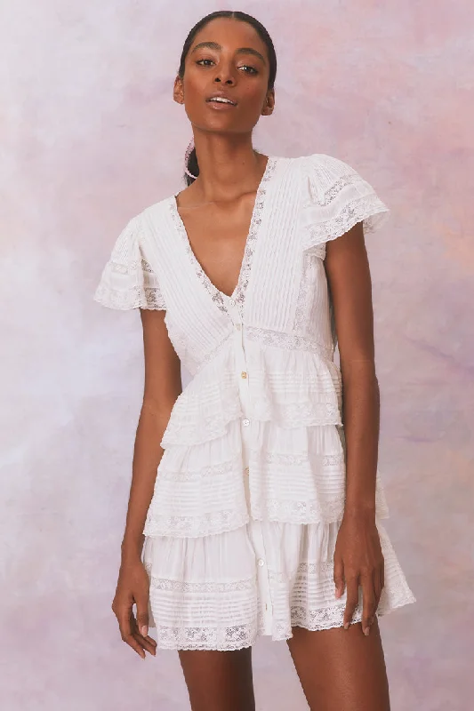 Binselle Flutter Sleeve Mini Dress Stylish Ribbed Mini Dress