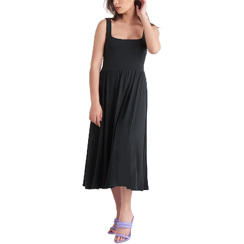 Black Tape_ Womens Mid Calf Rayon Midi Dress