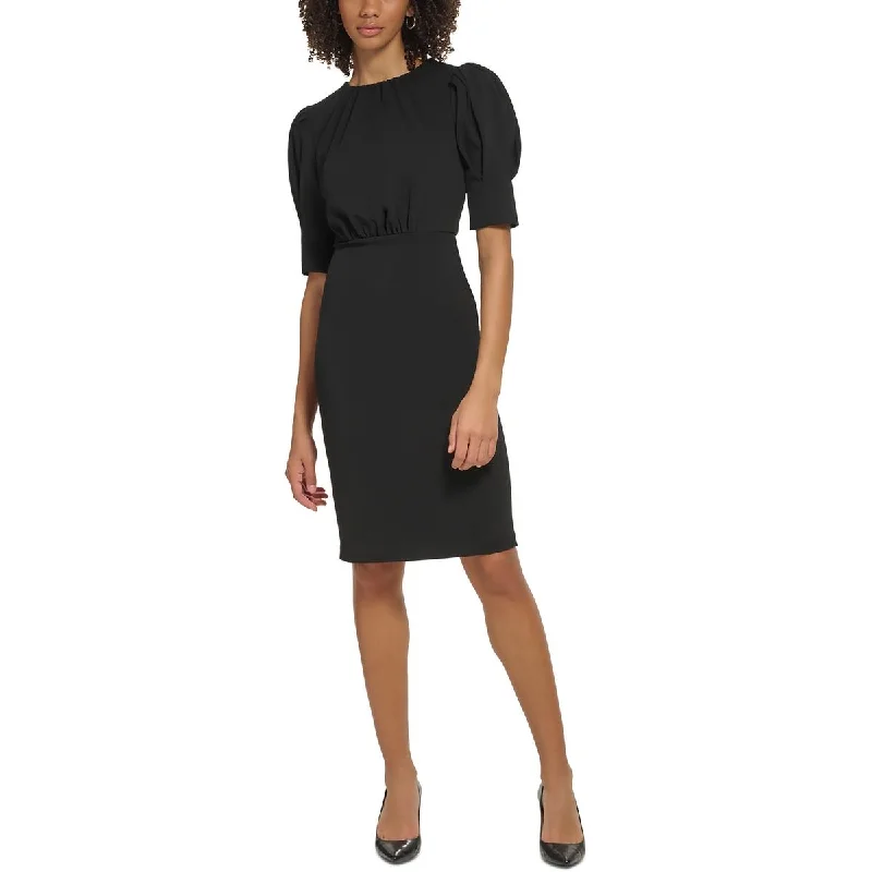 Calvin Klein Womens    Ruched Knee Length Midi Dress