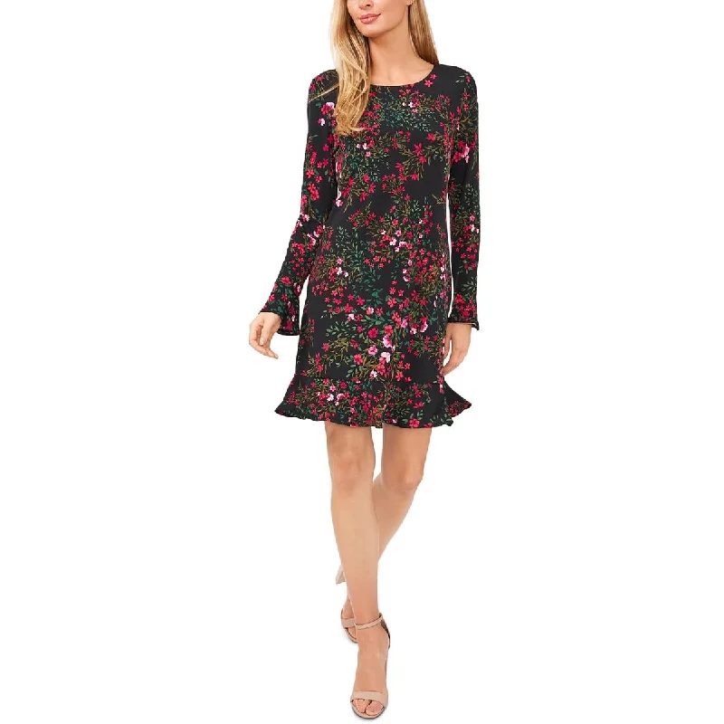 CeCe Womens Holiday Affair Long Sleeve Floral Midi Dress