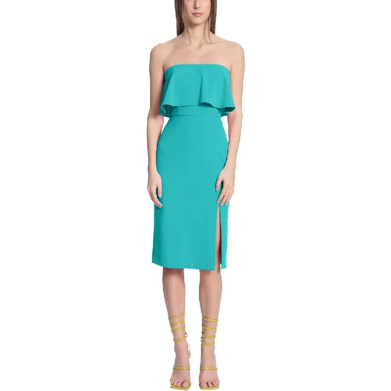 Donna Morgan Womens Strapless Slit Midi Dress