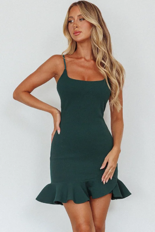 Emoji Bodycon Mini Dress Forest Green