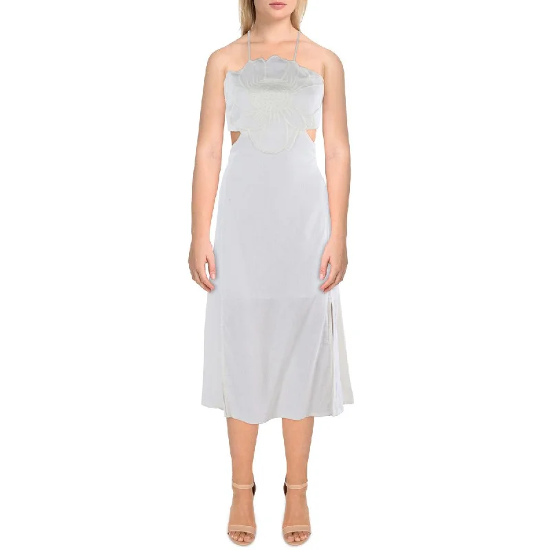 FARM Rio Womens Linen Cut-Out Midi Dress