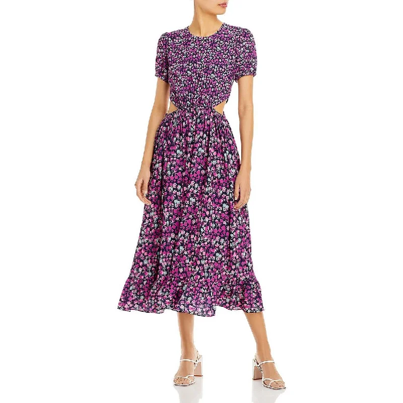 French Connection Womens Floral Cutout Midi Dress