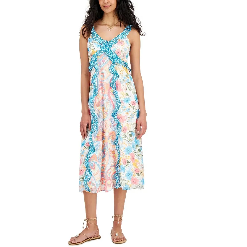 INC Womens Chiffon Printed Midi Dress