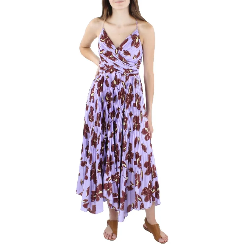 Jonathan Simkhai Womens Satin Floral Print Midi Dress