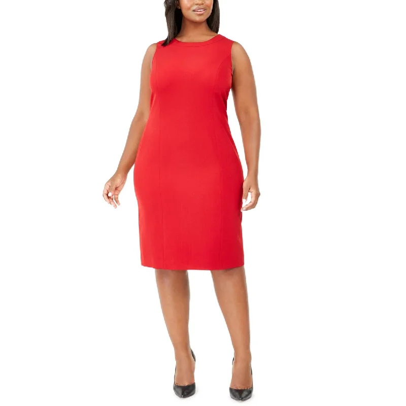 Kasper Womens Plus Sleeveless Wear To Work Midi Dress