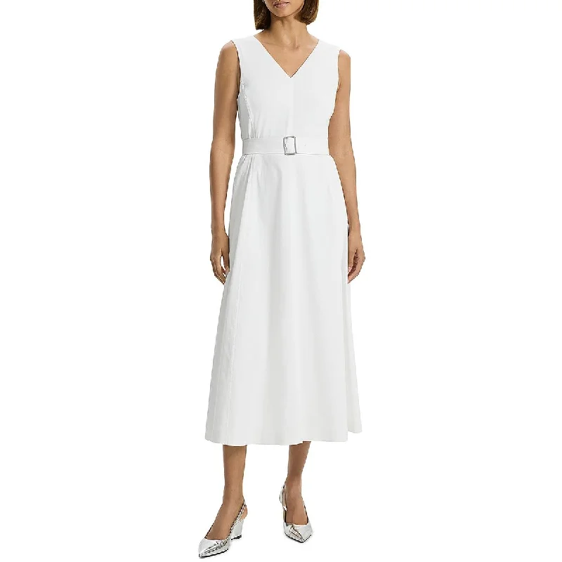 Theory Womens Linen Sleeveless Midi Dress