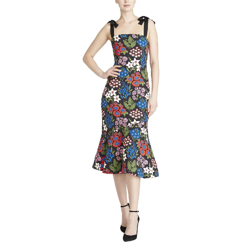 Amur Womens Below Knee Floral Print Midi Dress