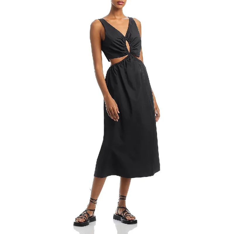 Anine Bing Womens Dione Cut-Out Cotton Maxi Dress