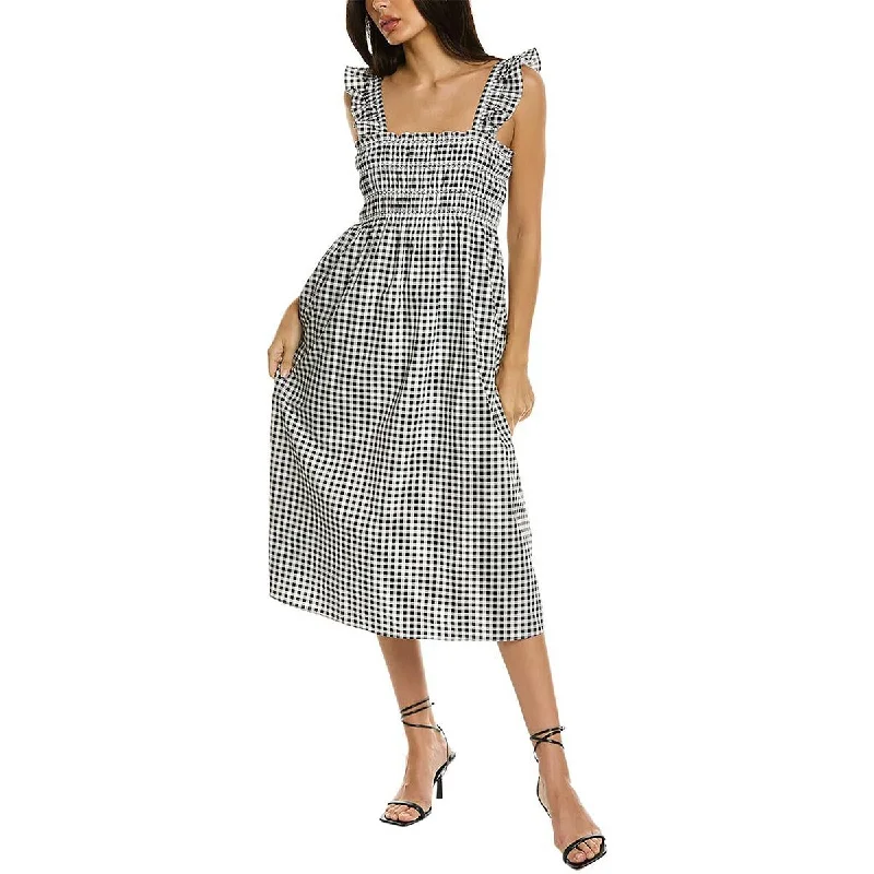 BCBGeneration Womens Checkered Poplin Midi Dress