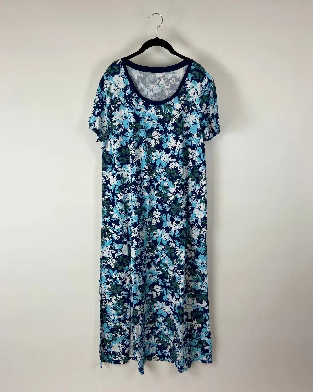 Blue and Green Floral Maxi Dress - Size 2/4, 6/8 and 18/20