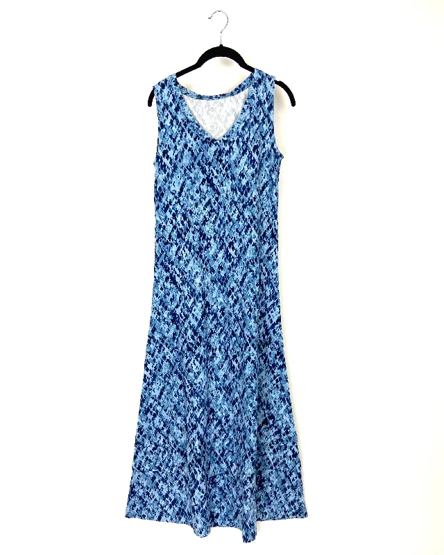 Abstract V-Neck Maxi Dress - 1X