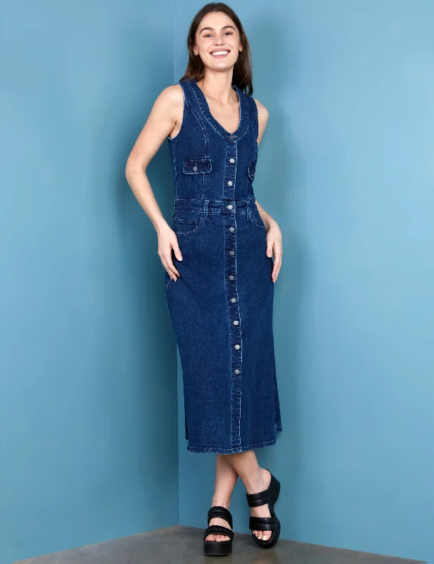 Denim Vest Midi Dress