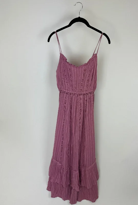 Dusty Pink Lace Maxi Dress - Size 0-2