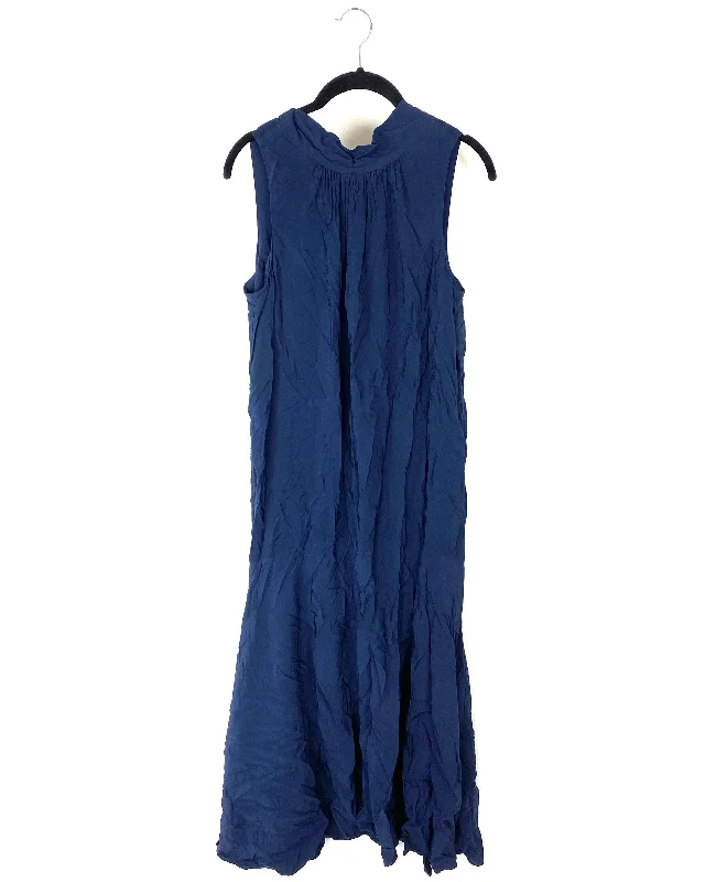 Navy Blue Halter Maxi Dress - Size 4