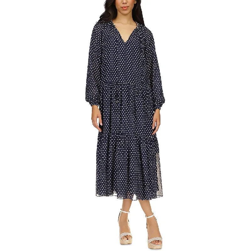 MICHAEL Michael Kors Womens Chiffon Polka Dot Midi Dress