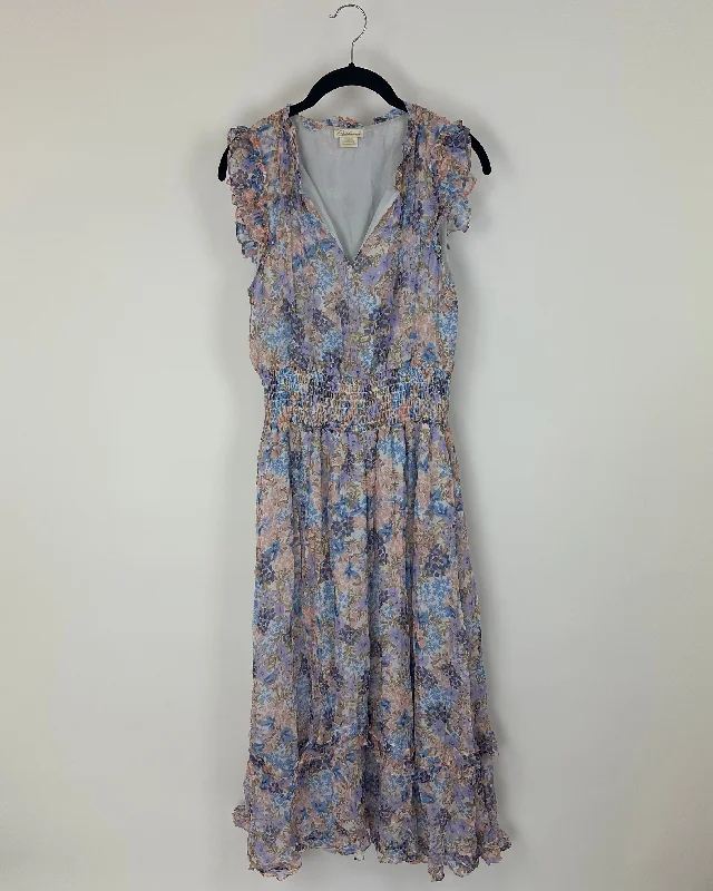 Pastel Multi-Color Floral Maxi Dress - Size 4