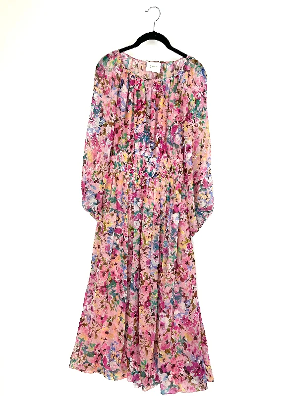 Pink & Multicolor Floral Maxi Dress - Size 6