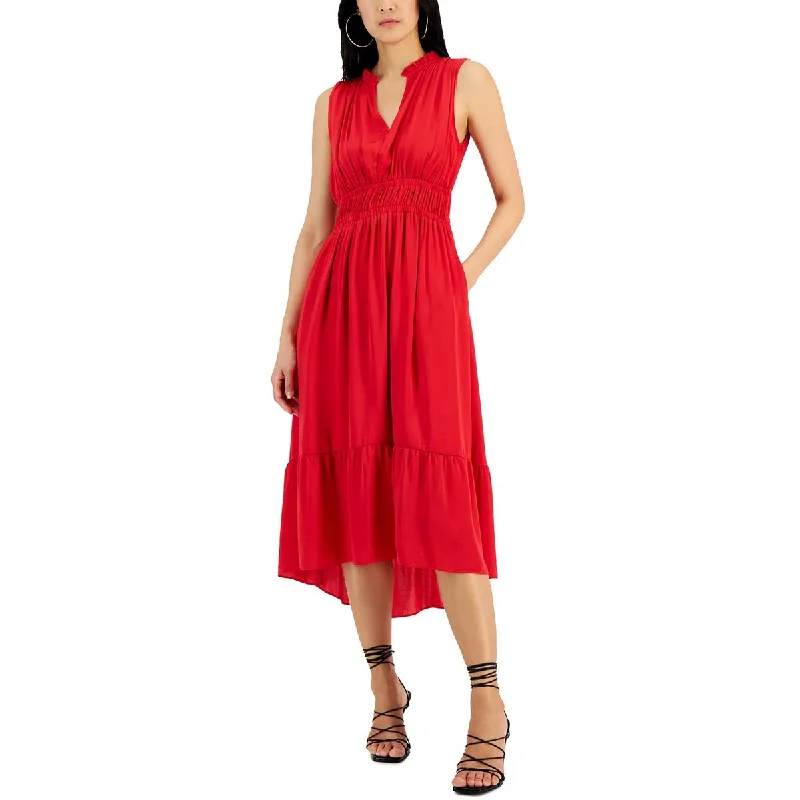 Tahari Womens Gathered Midi Midi Dress