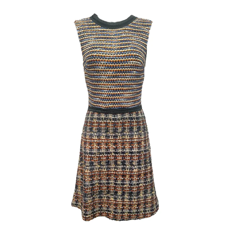 Tweed Sequin Sleeveless Midi Dress Luxury Designer By St John Couture In Multi-colored, Size: 6