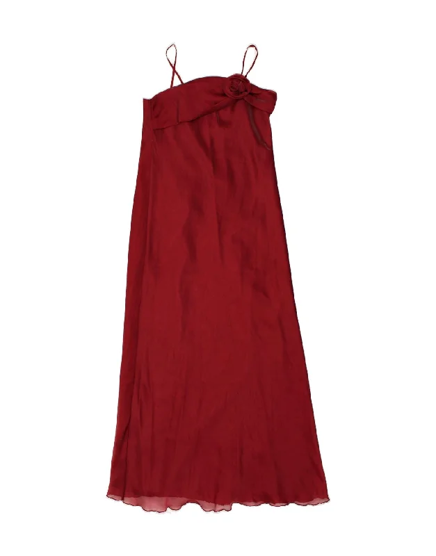 VINTAGE Womens Sleeveless Maxi Dress IT 44 Medium Maroon