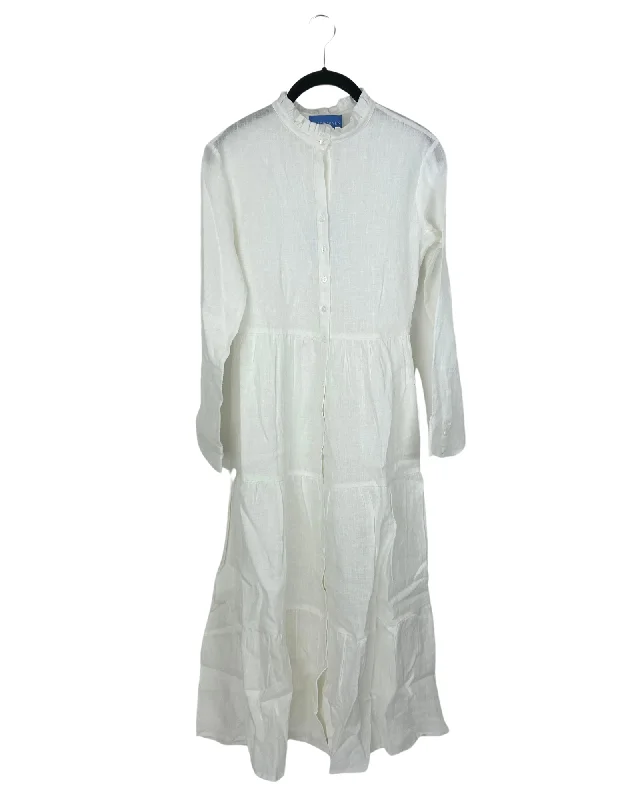 White Linen Maxi Dress - Size 0/2 and 4/6, 8/10 and 16