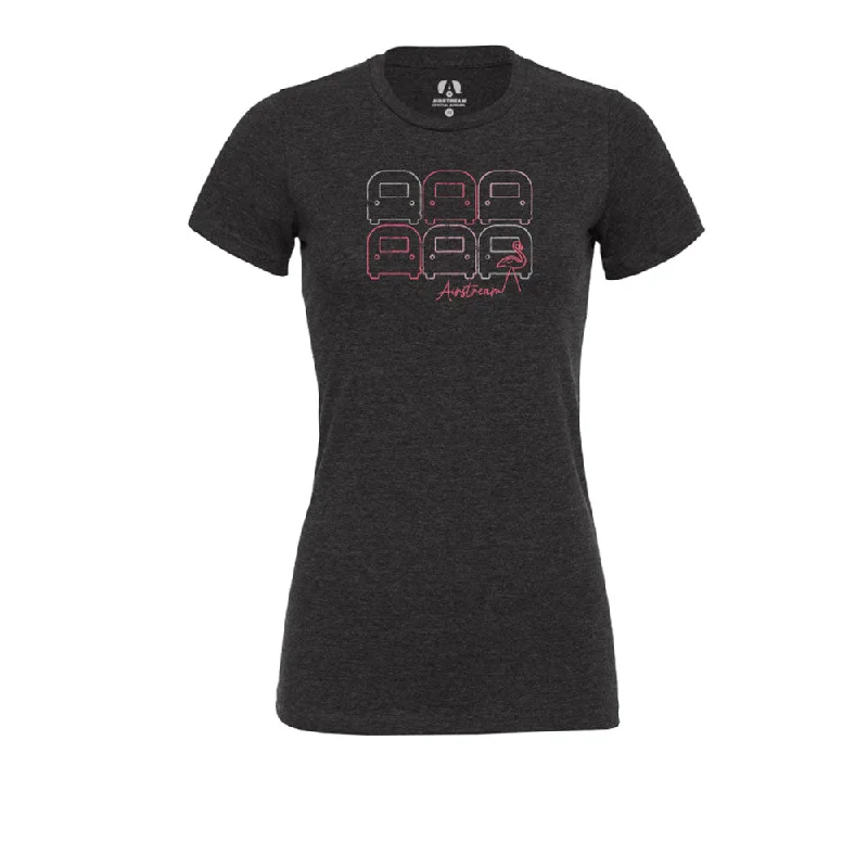 Airstream Flamingo Trailer Women's Relaxed T-Shirt Front Pockets Side Pockets Patch Pockets