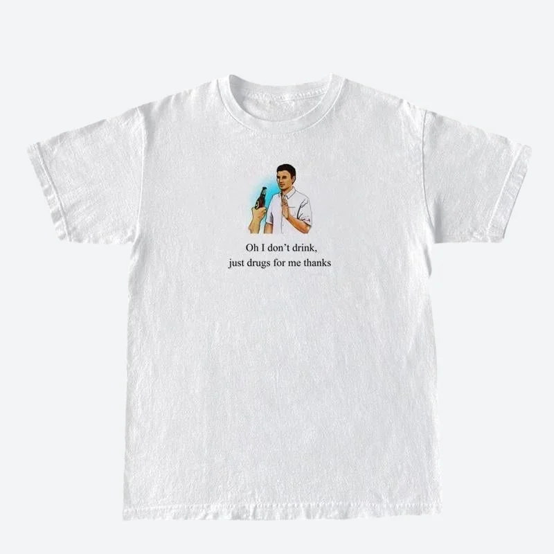 I Don't Drink Graphic Tee Hooded Caped Shawl Collar